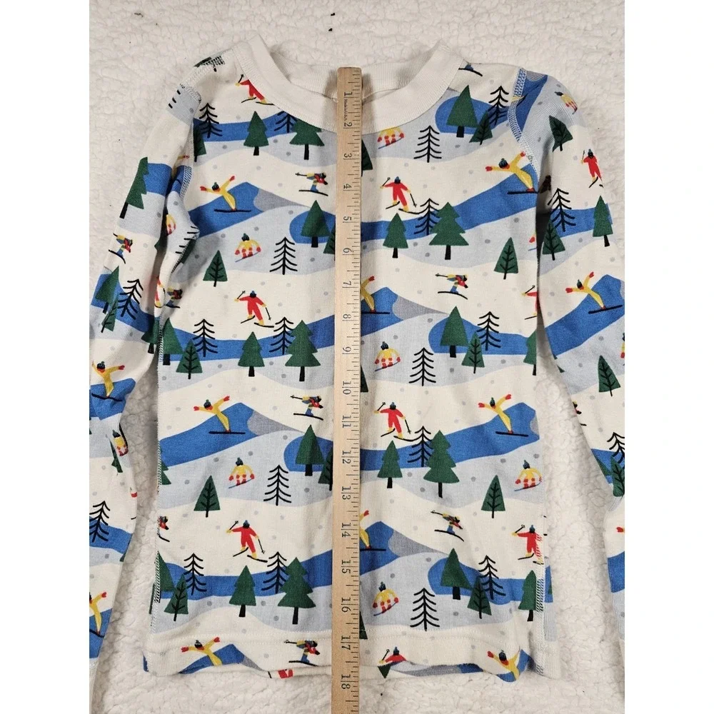 Hanna Andersson Kids Pajama Set 8 Organic Cotton Ski Winter‎ Print Long Sleeve